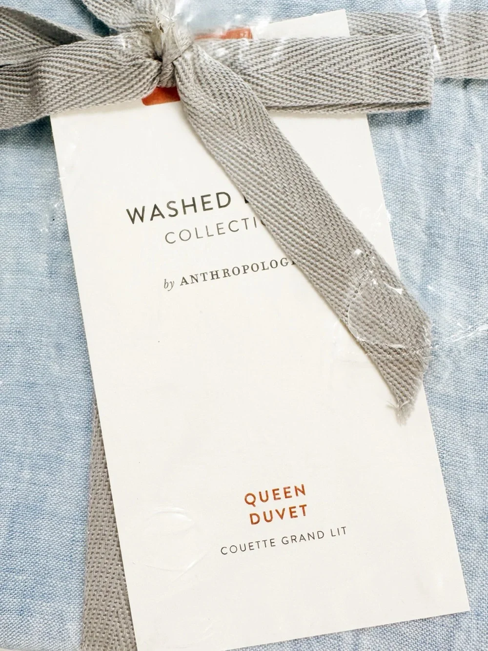 Anthropologie 100% Portuguese European Linen Duvet Cover​ in Blue | QUEEN NWT